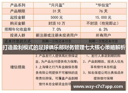 打造盈利模式的足球俱乐部财务管理七大核心策略解析 打造盈利模式的足球俱乐部财务管理七大核心策略解析