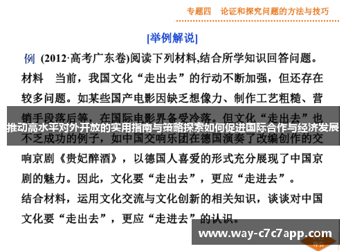 推动高水平对外开放的实用指南与策略探索如何促进国际合作与经济发展